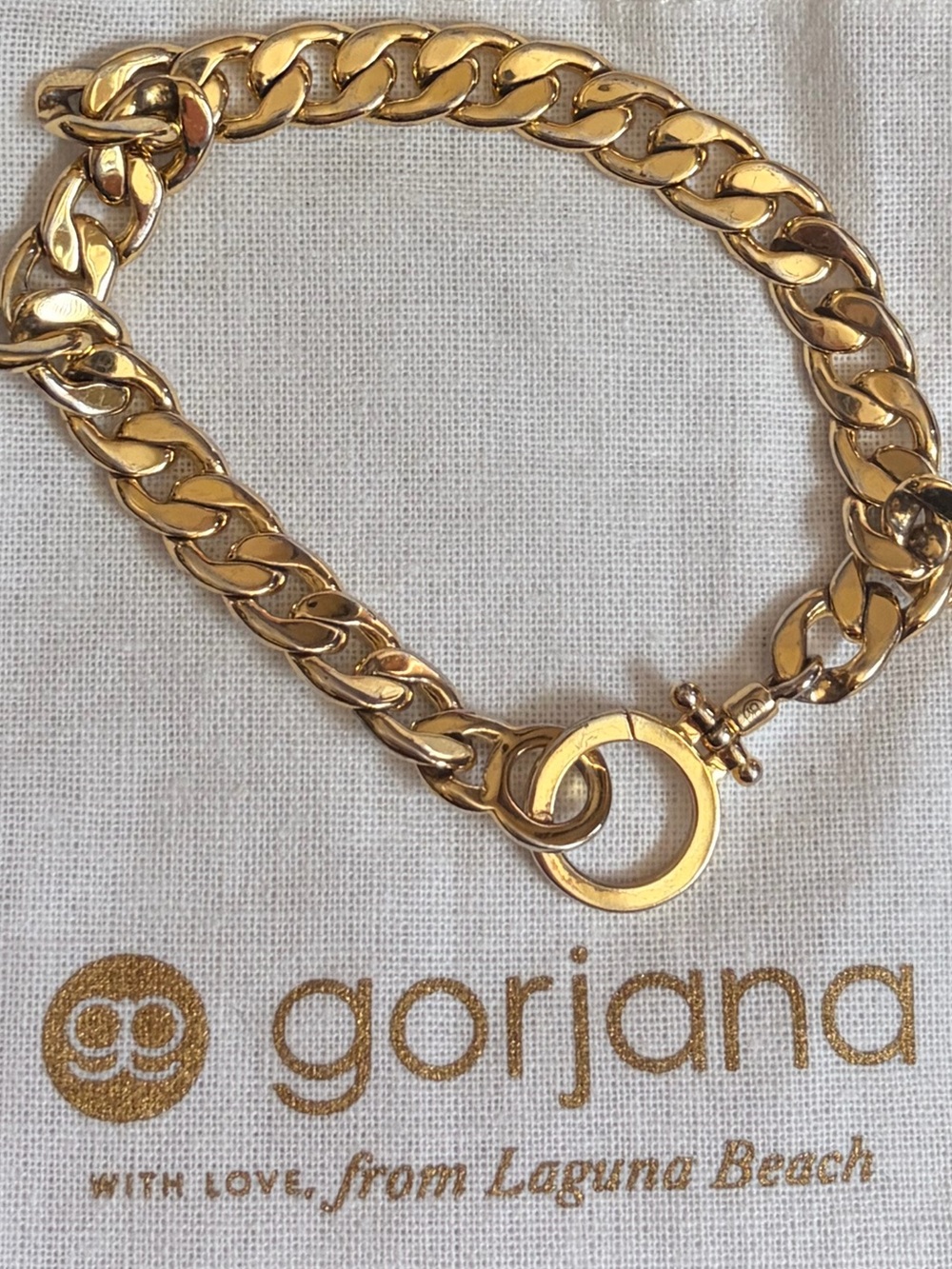 Gorjana Shiny Gold Cuban Link Bracelet with Toggle Ring